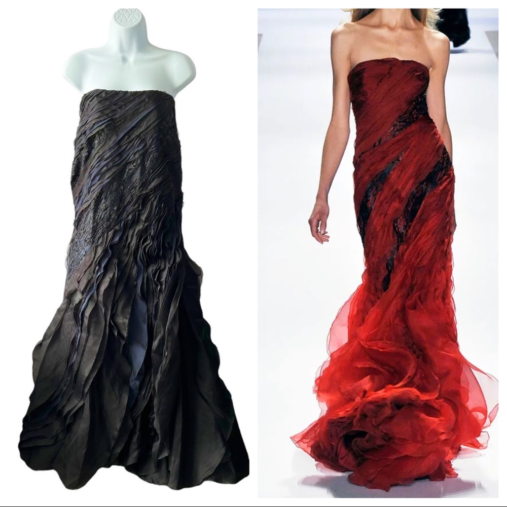 Carlos Miele Silk with Guipure Lace Strapless Gown | XS/S (36)